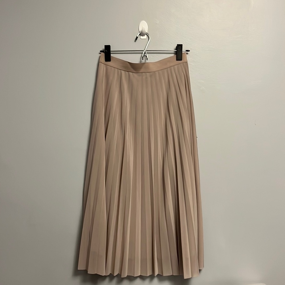 Pleated MIDI Skirt- Light Rose/Beige